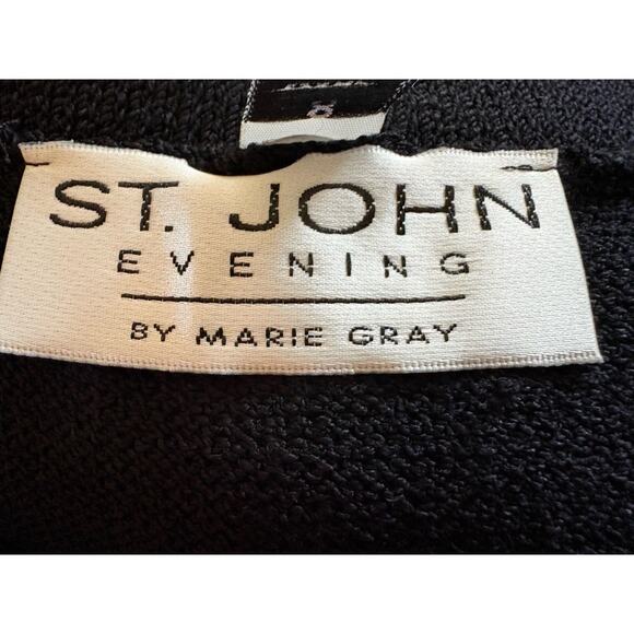 VTG St. John Evening Santana Knit Skirt- 8 Black, Gold Trim, USA Christmas Party - Picture 4 of 11